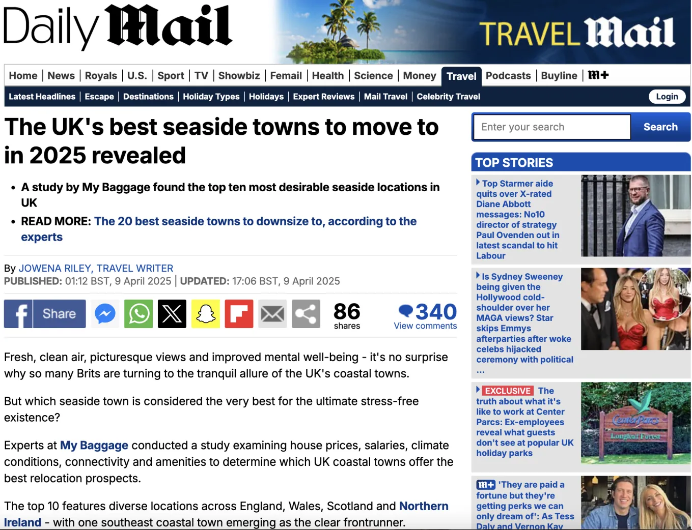 Jowena Riley The UK's best seaside towns to move to in 2025 revealed